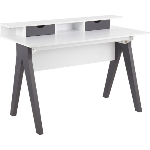 Wishbone Desk in Grey & White Wood